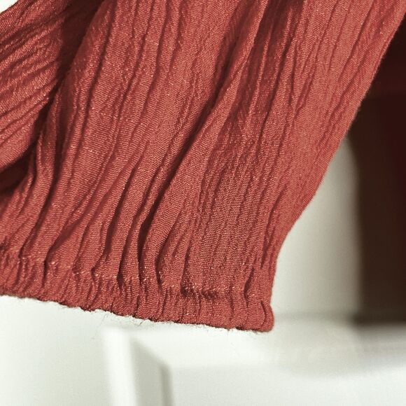 Hannah Plus Size Peasant Top Sz 1X Orange Crochet Neckline 3/4 Sleeve Rayon Poly - Picture 4 of 7